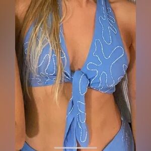 Zara Blue Halter Crop Top